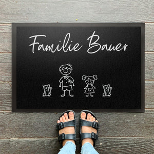 Fußmatte Strichmännchen personalisiert mit Namen und Personen