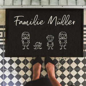 Fußmatte Strichmännchen personalisiert mit Namen und Personen