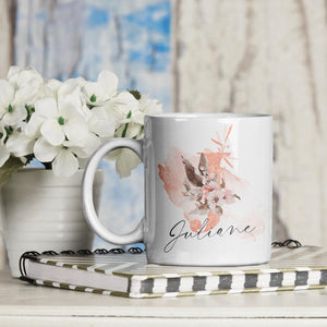individuelle Tasse Kaffeebecher Keramiktasse mit Name und Initial personalisiert, spülmaschinenfest, 11oz