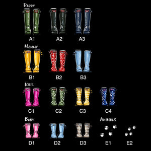 personalisierte Fußmatte Stiefel - komplett individuell für Familie mit Familienname und Familienmitglieder