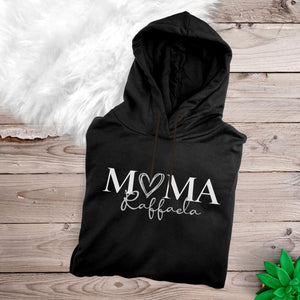 Mama Hoody Herz schwarz personalisiert mit Namen