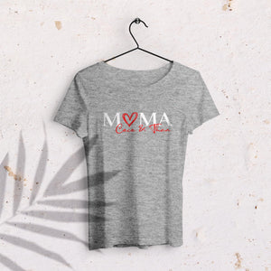 Mama T-Shirt Herz grau, personalisiert mit Namen