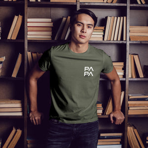 Papa T-Shirt khaki, personalisiert mit Namen