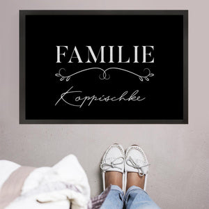 Personalisierte Fußmatte Familie mit Ranke und Name