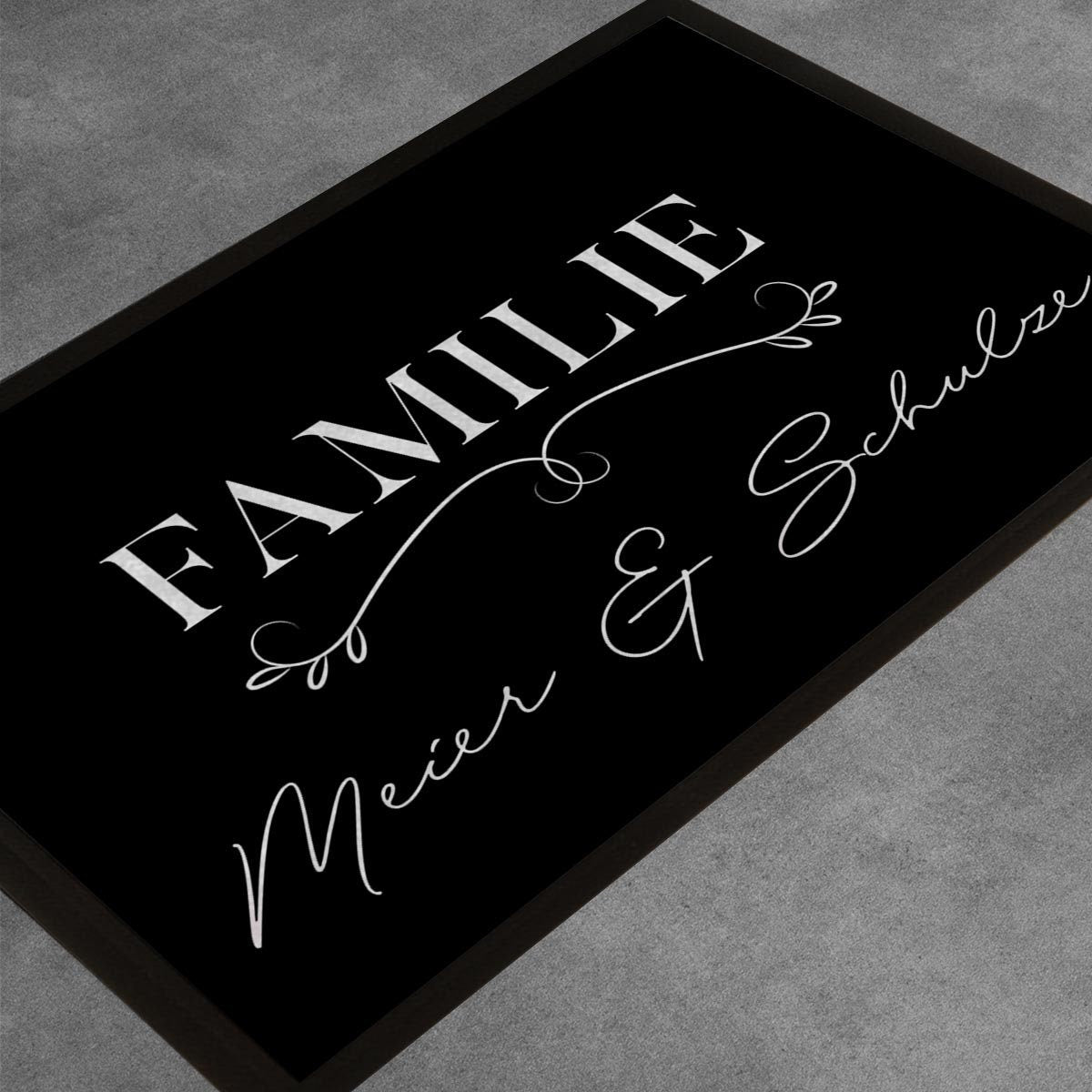 Personalisierte Fußmatte Familie mit Ranke und Name