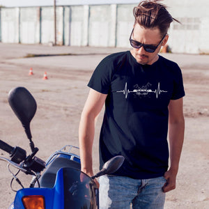 TShirt Campingliebe, mit Kardiogramm Aufdruck und Wohnmobil in der Mitte,Shirt in navy