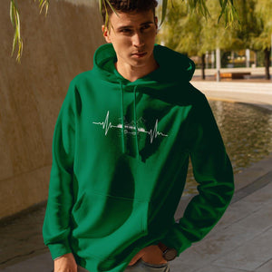 Hoody Campingliebe, mit Kardiogramm Aufdruck und Wohnmobil in der Mitte,Hoody in grün