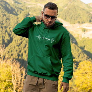 Hoody Campingliebe, mit Kardiogramm Aufdruck und Wohnmobil in der Mitte,Hoody in grün