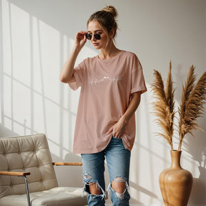 Oversized Shirt women in amber mit Berg-Herzlinie