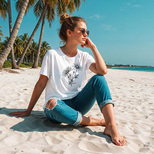 Oversize Shirt in weiß mit Kamille und Hope.