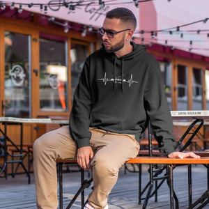 Hoody Campingliebe, mit Kardiogramm Aufdruck und Wohnmobil in der Mitte,Hoody in schwarz