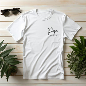 Papa TShirt 2025 weiß, Papa Shirt personalisiert mit Namen und Jahreszahl
