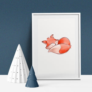 Poster Wandbild schlafender Fuchs
