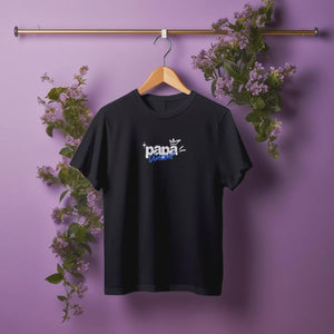 Papa T-Shirt personalisiert mit Wunschnamen oder Geburtsjahr in schwarz – Einzigartiges Geschenk für Väter und werdende Papas