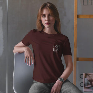 Personalisiertes Mama T-Shirt mit Namen der Kinder und Wunschjahr in bordeaux – Individuelles Geschenk für Mütter zum Muttertag