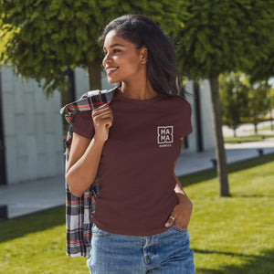 Personalisiertes Mama T-Shirt mit Namen der Kinder und Wunschjahr in bordeaux – Individuelles Geschenk für Mütter zum Muttertag