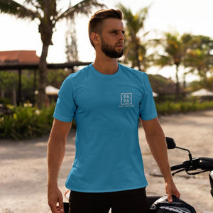 Papa T-Shirt personalisiert mit Wunschnamen oder Geburtsjahr in aqua – Einzigartiges Geschenk für Väter und werdende Papas