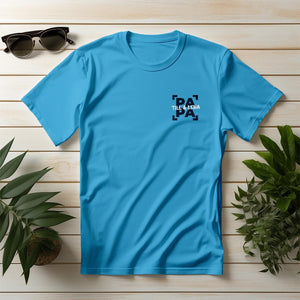 Individuelles Papa Shirt mit Kindernamen und Geburtsjahr in aqua – Das perfekte personalisierte Geschenk für stolze Dads