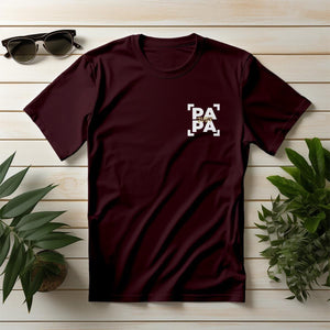 Personalisiertes Papa T-Shirt mit Namen der Kinder und Wunschjahr in bordaux – Individuelles Geschenk für Väter zum Vatertag