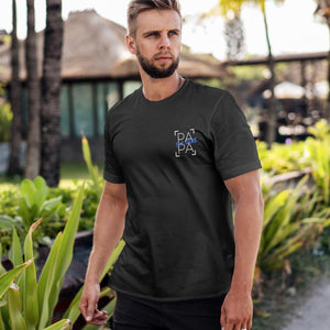 Papa T-Shirt personalisiert mit Wunschnamen oder Geburtsjahr in schwarz – Einzigartiges Geschenk für Väter und werdende Papas