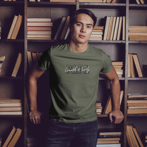 Individuelles Papa Shirt mit Kindernamen und Geburtsjahr in khaki – Das perfekte personalisierte Geschenk für stolze Dads
