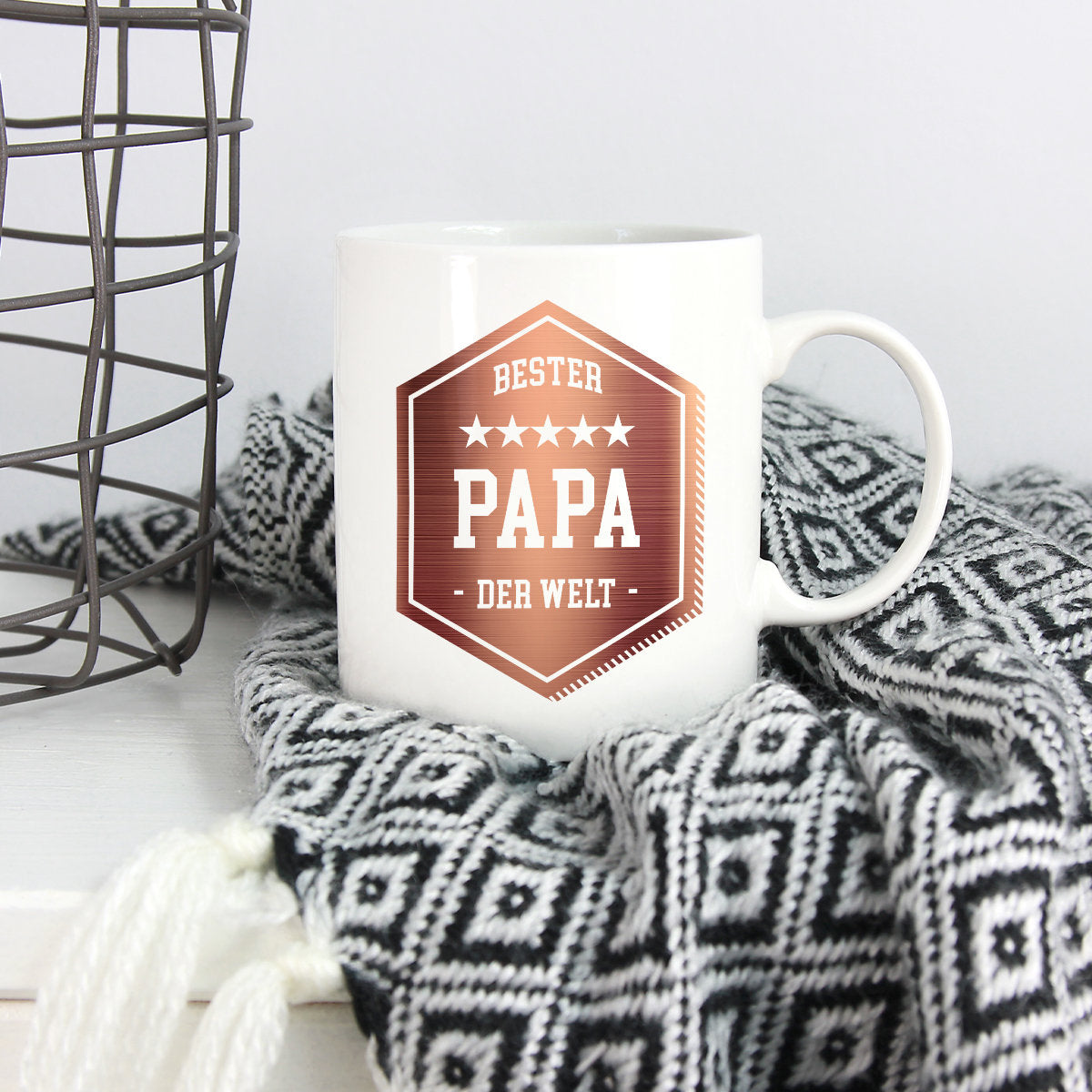 Bester Papa - Tasse Kaffeebecher Keramiktasse mit Papa-Aufdruck Geschenkidee Geburtstag Vatertag, spülmaschinenfest, 11oz