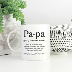 Tasse Kaffeebecher Keramiktasse mit Papa-Definition-Aufdruck Geschenkidee, spülmaschinenfest, 11oz