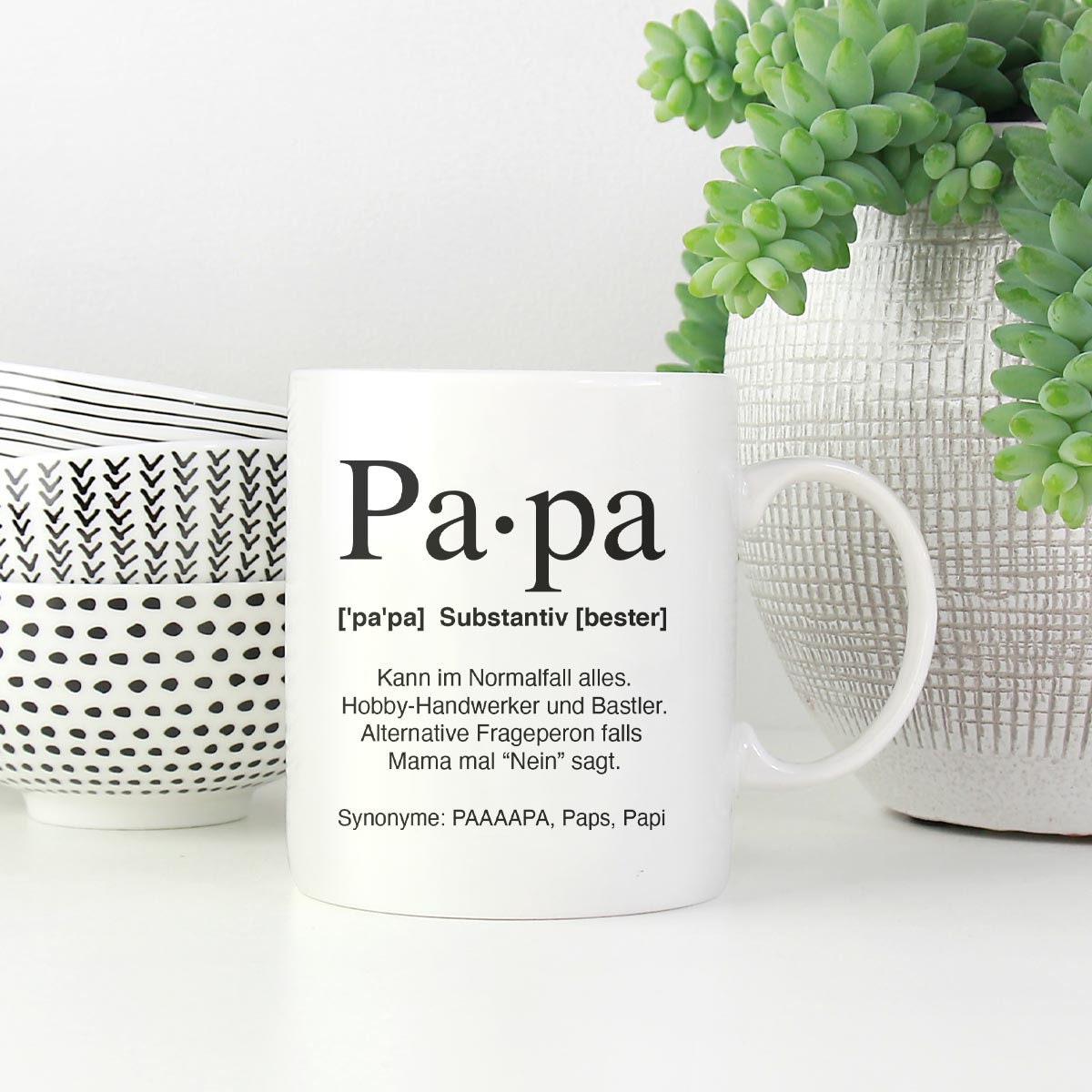 Tasse Kaffeebecher Keramiktasse mit Papa-Definition-Aufdruck Geschenkidee, spülmaschinenfest, 11oz