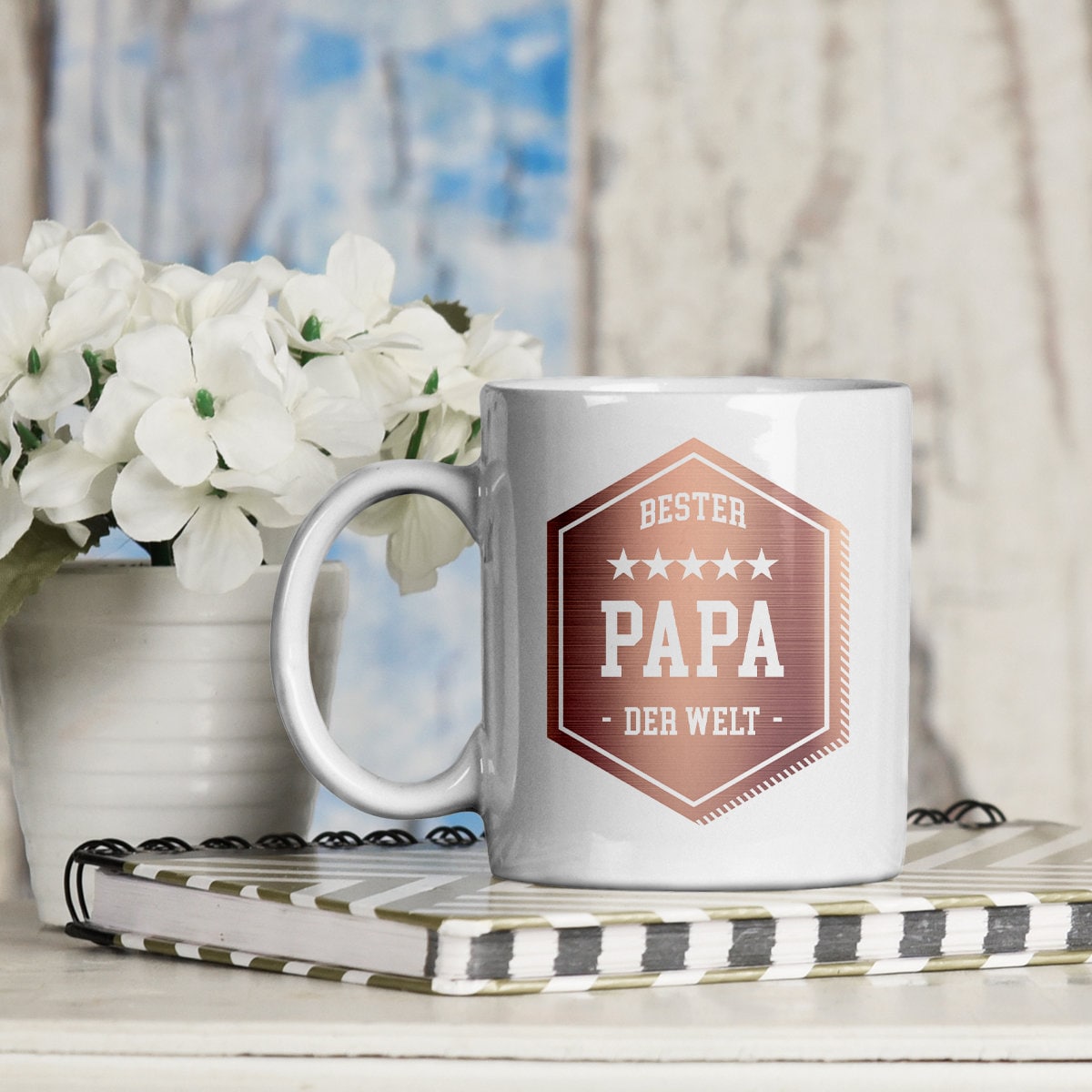 Bester Papa - Tasse Kaffeebecher Keramiktasse mit Papa-Aufdruck Geschenkidee Geburtstag Vatertag, spülmaschinenfest, 11oz