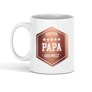 Bester Papa - Tasse Kaffeebecher Keramiktasse mit Papa-Aufdruck Geschenkidee Geburtstag Vatertag, spülmaschinenfest, 11oz