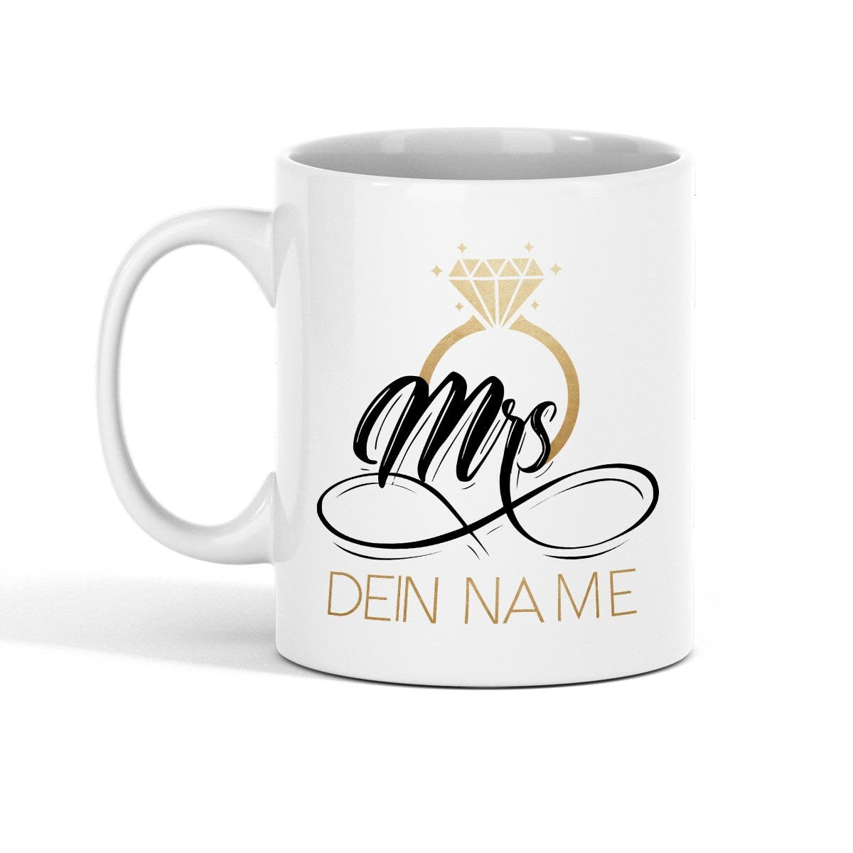 Hochzeit Tasse personalisierter Kaffeebecher Keramiktasse mit Mrs-Aufdruck Hochzeitsgeschenk, spülmaschinenfest, 11oz