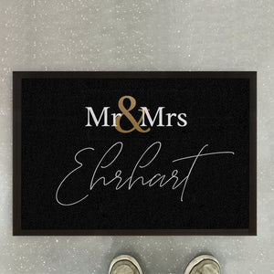 Fußmatte Mr & Mrs Gold II Hochzeit, Heirat, personalisiert mit Familienname