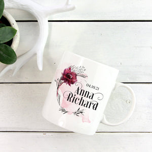 personalisierte Tasse für Hochzeit Jahrestag mit Namen und Datum