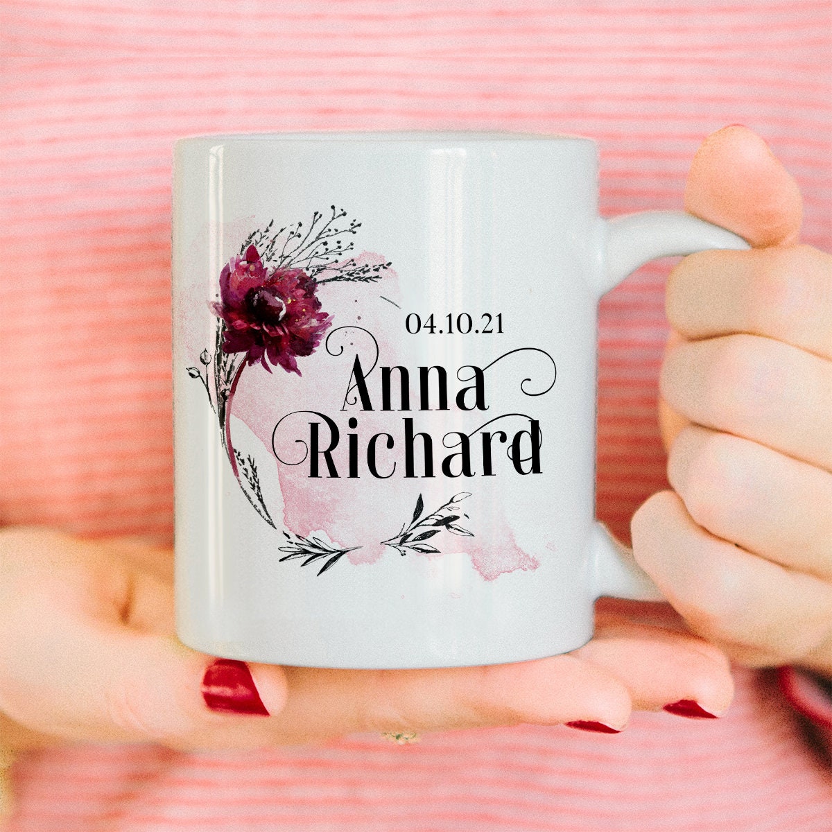 personalisierte Tasse für Hochzeit Jahrestag mit Namen und Datum