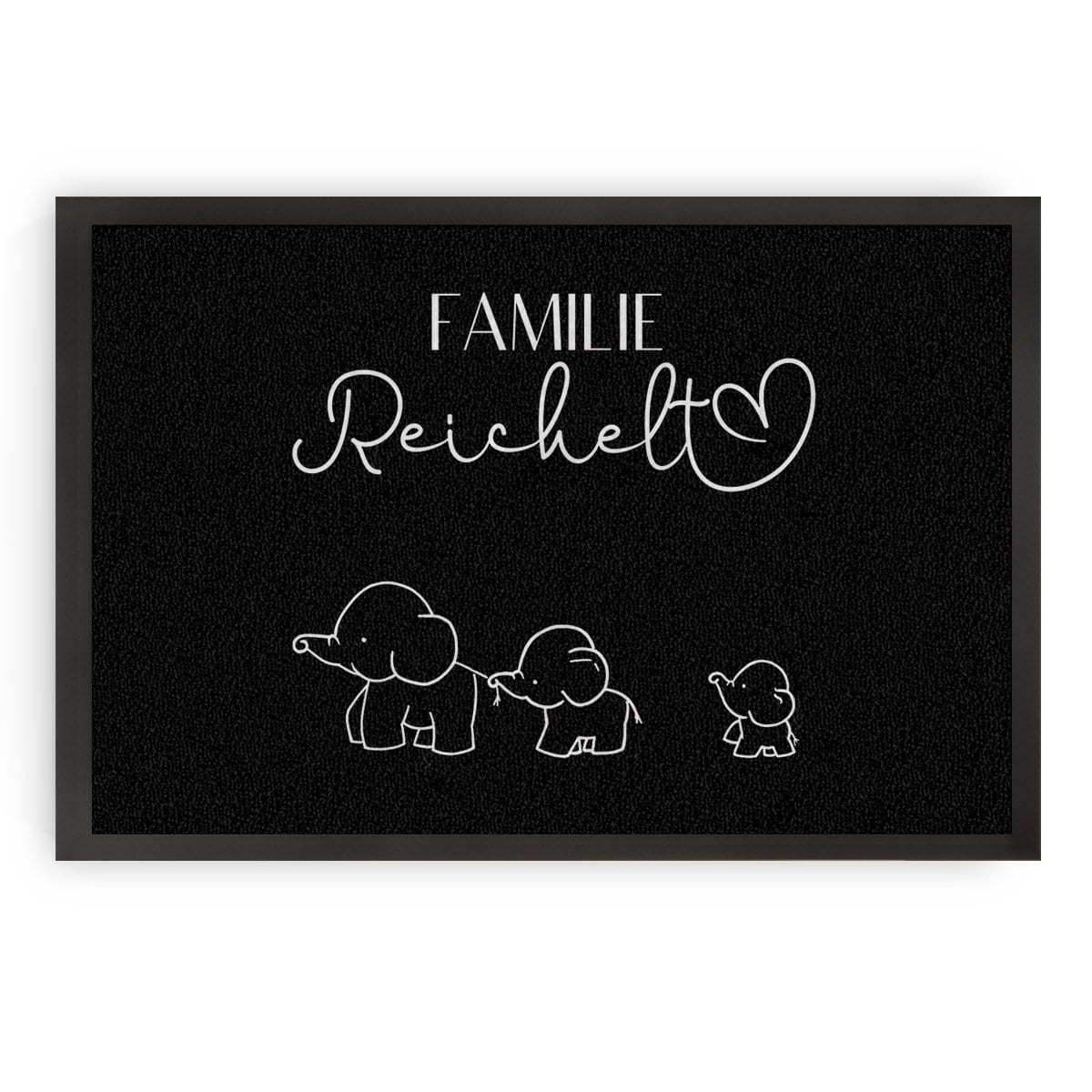 Fußmatte Elefanten-Familie -personalisiert mit Familienname und Familienmitgliedern