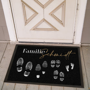 individuelle Fußmatte Fußabstreicher Familie "Shoeprints" - personalisierbar mit Familienname und Familienmitgliedern!