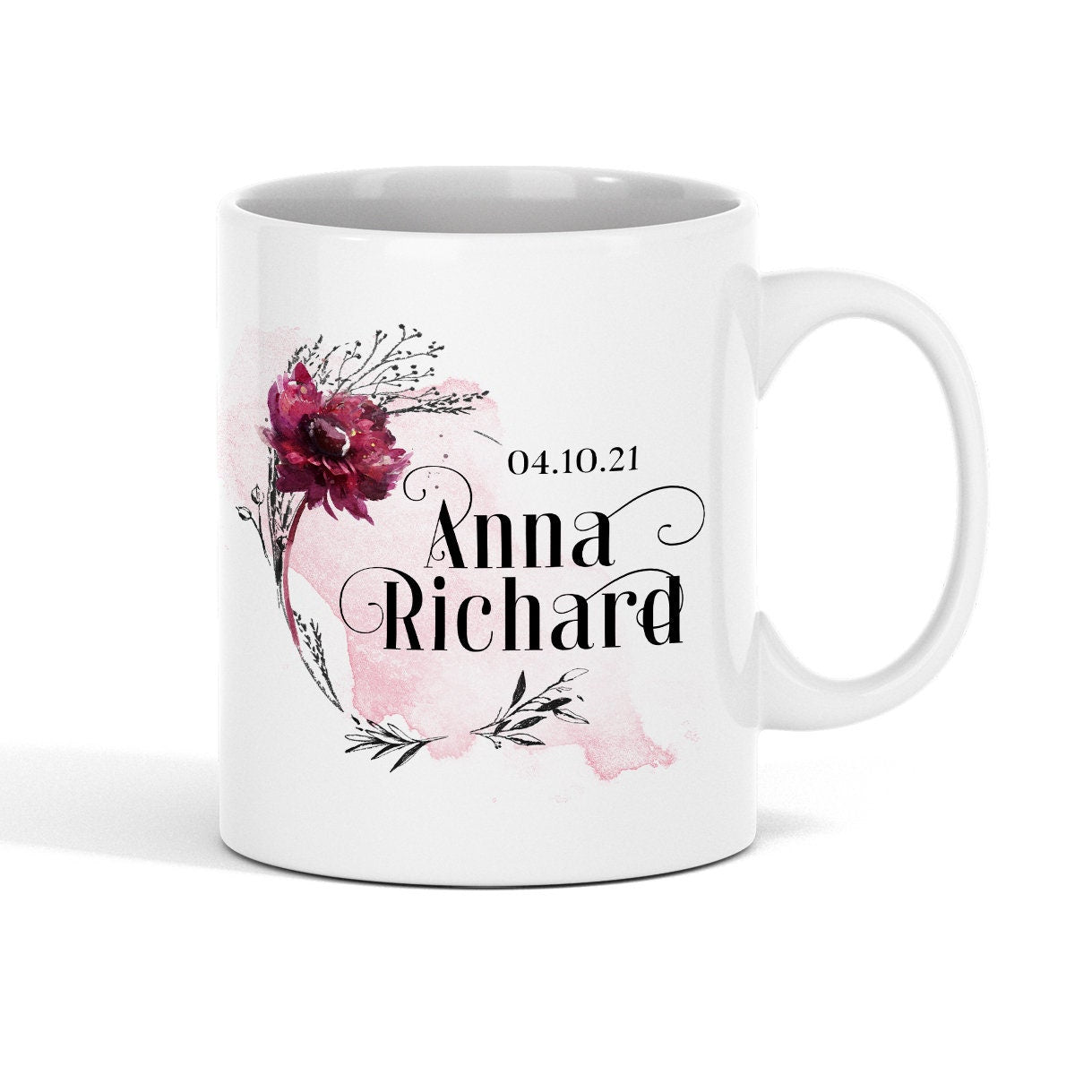 personalisierte Tasse für Hochzeit Jahrestag mit Namen und Datum