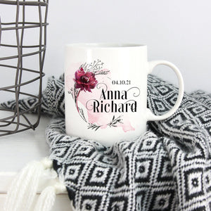 personalisierte Tasse für Hochzeit Jahrestag mit Namen und Datum