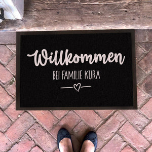 Personalisierte Fußmatte "Willkommen bei" mit Familienname oder Vornamen