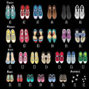 Personalisierte Fußmatte Familie Fußabstreicher "Schuhe" - komplett mit Familienname, Familienmitglieder und Namen