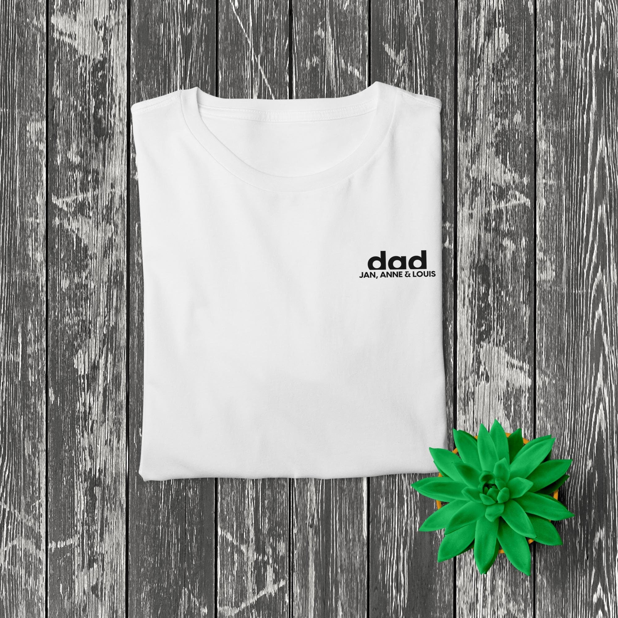 Dad T-Shirt weiß schwarz, personalisiert mit Namen