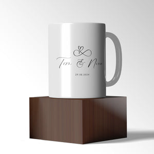 personalisierte Hochzeit Tasse mit Namen und Datum Hochzeitsgeschenk, spülmaschinenfest, 11oz