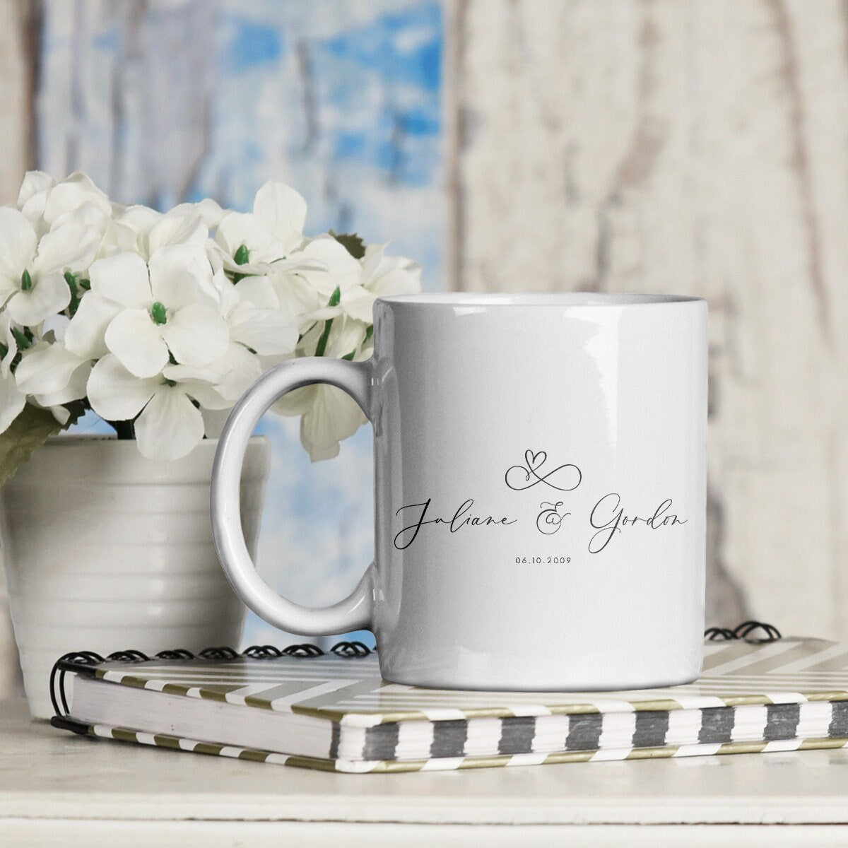 personalisierte Hochzeit Tasse mit Namen und Datum Hochzeitsgeschenk, spülmaschinenfest, 11oz