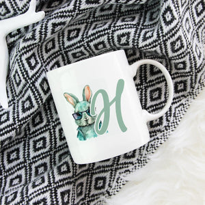 Ostern cooler Hase Tasse mit Buchstabe personalisiert