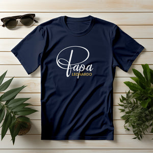 Papa T-Shirt P navy, personalisiert mit Namen