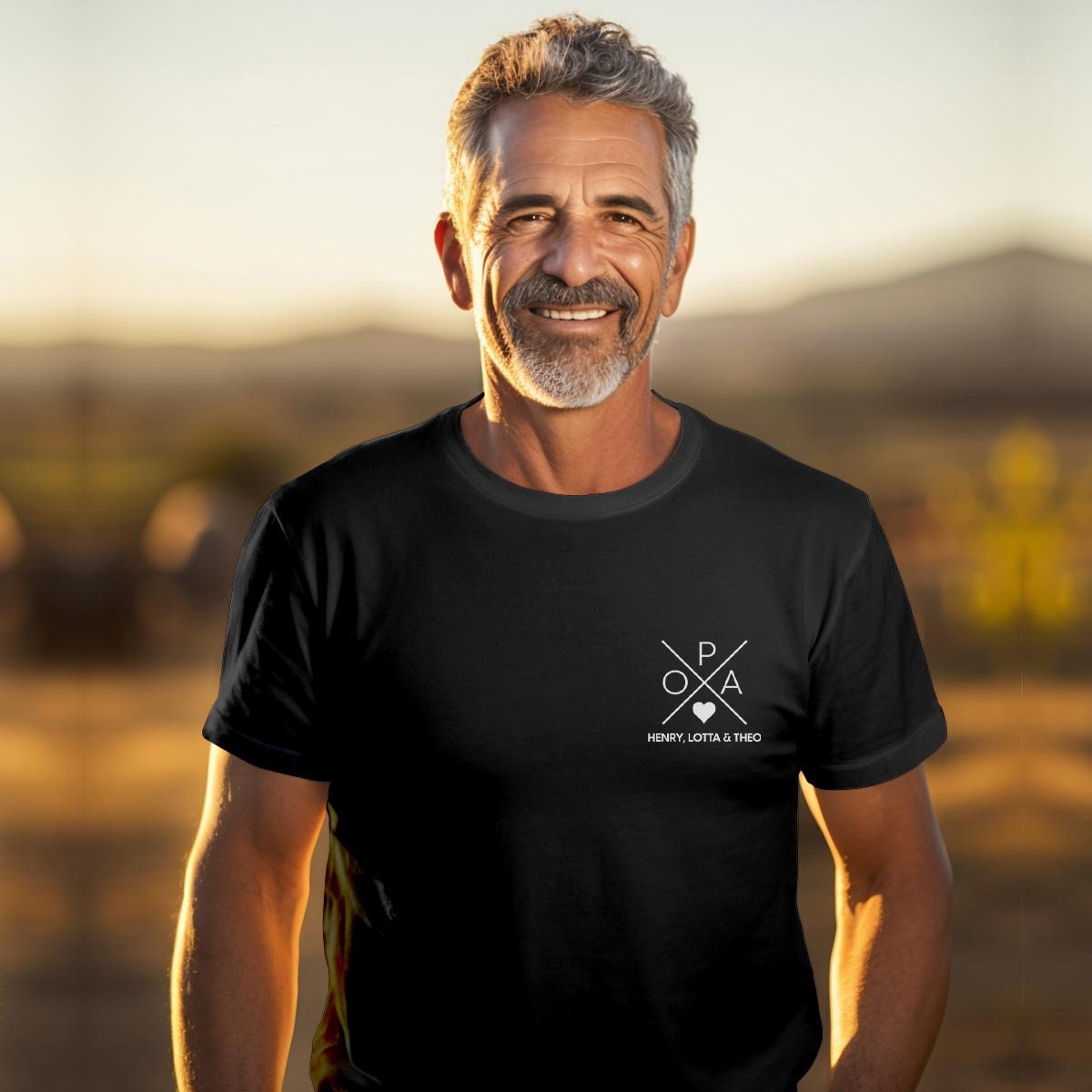 Opa Kreuz T-Shirt black, personalisiert mit Namen