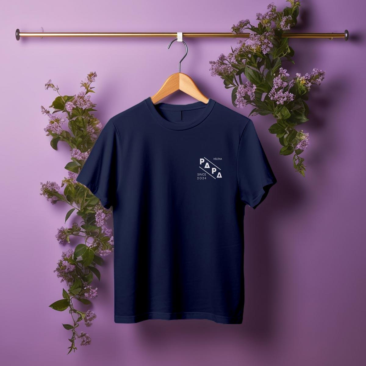 Papa Quer T-Shirt navy, personalisiert mit Namen