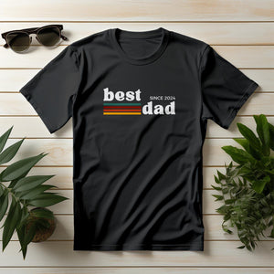 Best Dad Retro T-Shirt, schwarz, personalisiert mit Jahreszahl