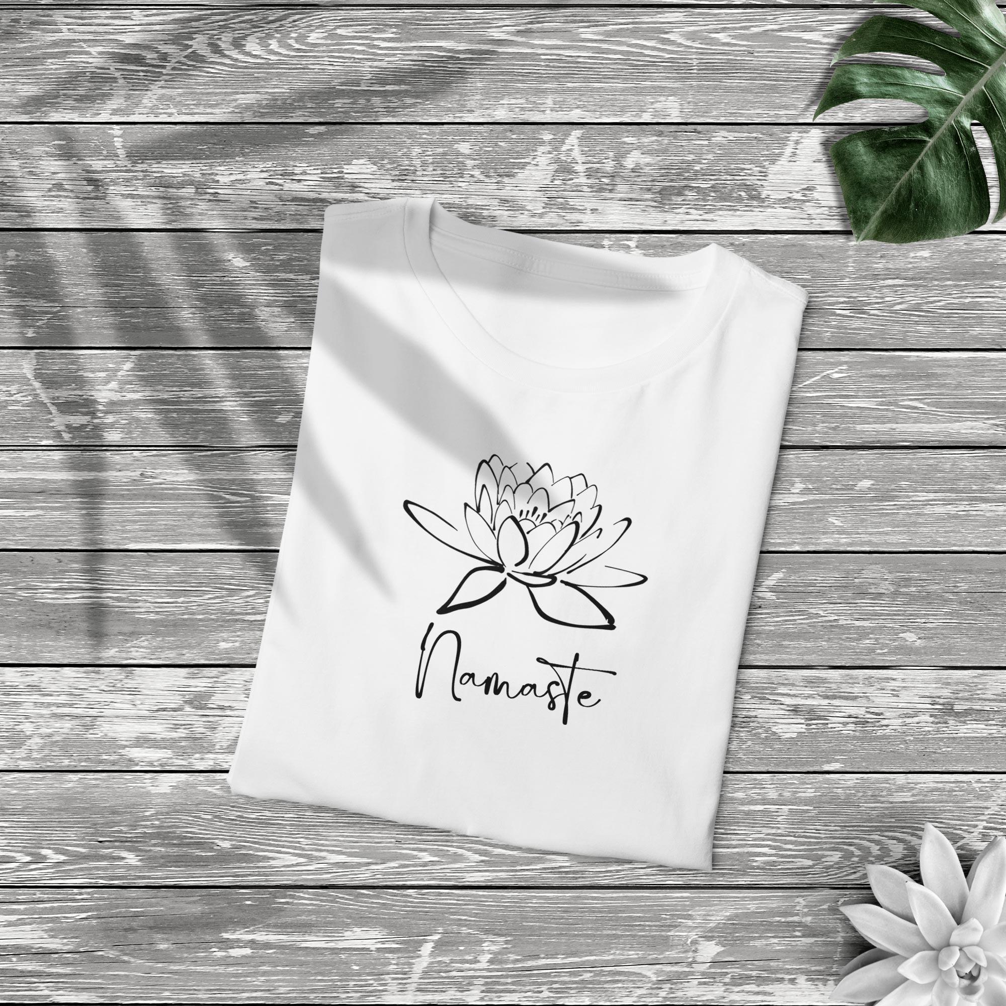 Yoga Shirt in weiß, Namaste, Lotus