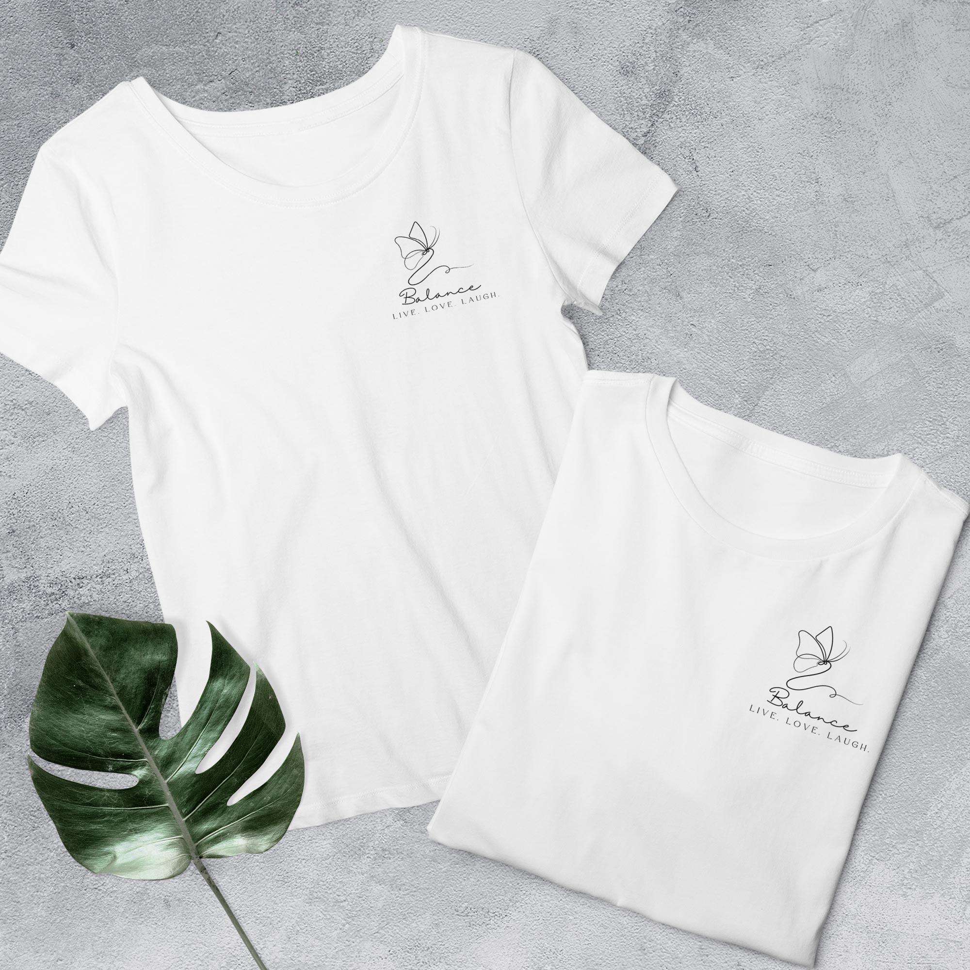 Yoga Shirt in weiß, Balance. Live. Love. Laugh.